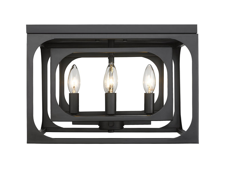Z-Lite 3038F-MB Four Light Flush Mount, Matte Black