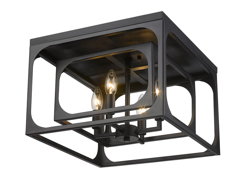 Z-Lite 3038F-MB Four Light Flush Mount, Matte Black