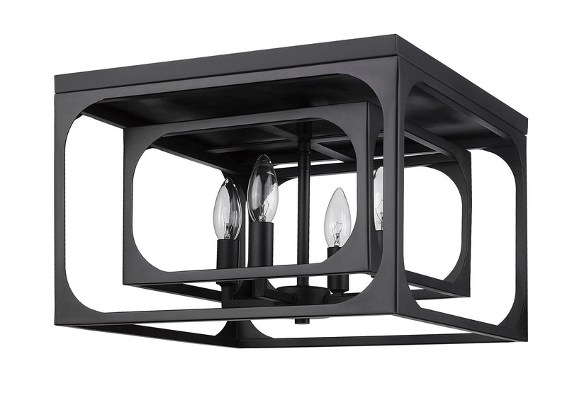 Z-Lite 3038F-MB Four Light Flush Mount, Matte Black