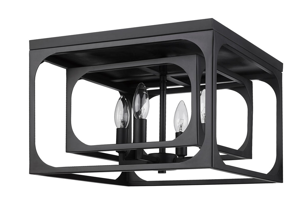 Z-Lite 3038F-MB Four Light Flush Mount, Matte Black