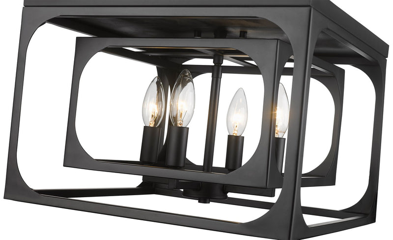 Z-Lite 3038F-MB Four Light Flush Mount, Matte Black