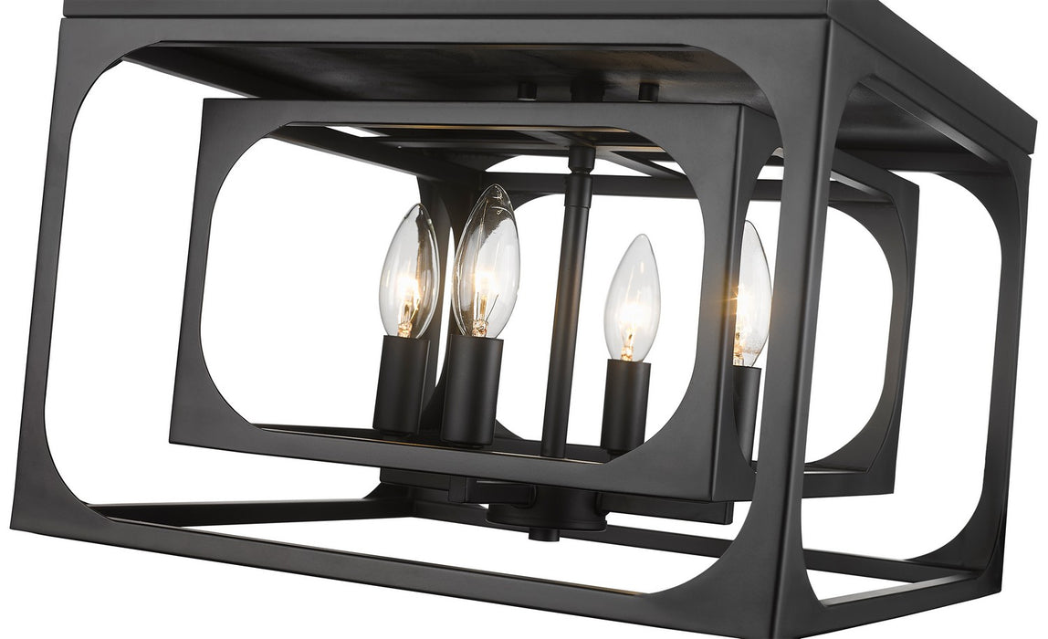 Z-Lite 3038F-MB Four Light Flush Mount, Matte Black