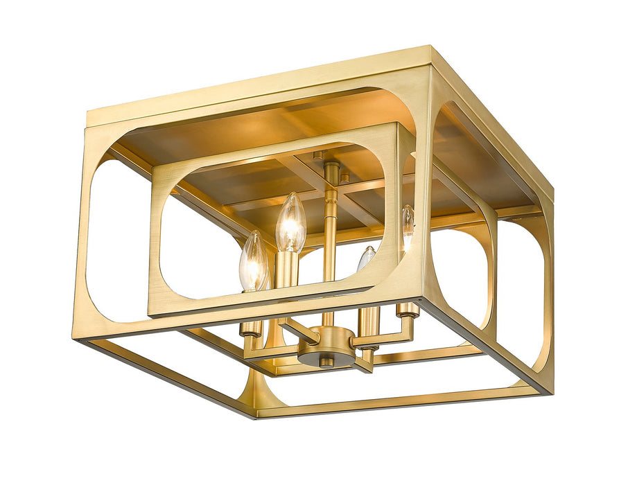 Z-Lite 3038F-RB Four Light Flush Mount, Rubbed Brass