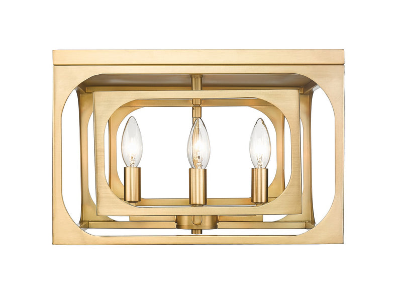 Z-Lite 3038F-RB Four Light Flush Mount, Rubbed Brass