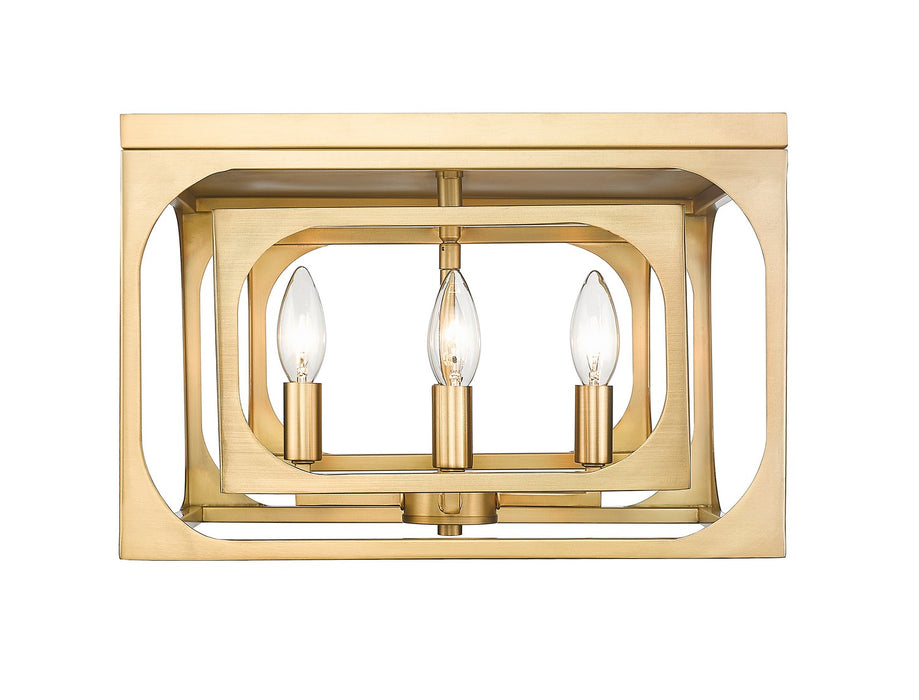 Z-Lite 3038F-RB Four Light Flush Mount, Rubbed Brass