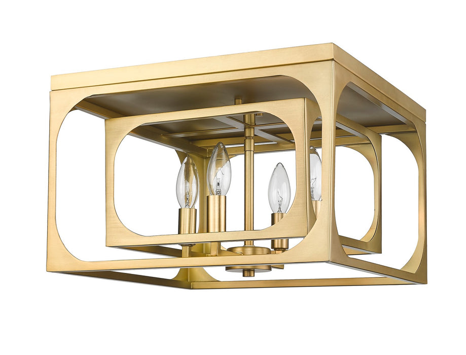 Z-Lite 3038F-RB Four Light Flush Mount, Rubbed Brass