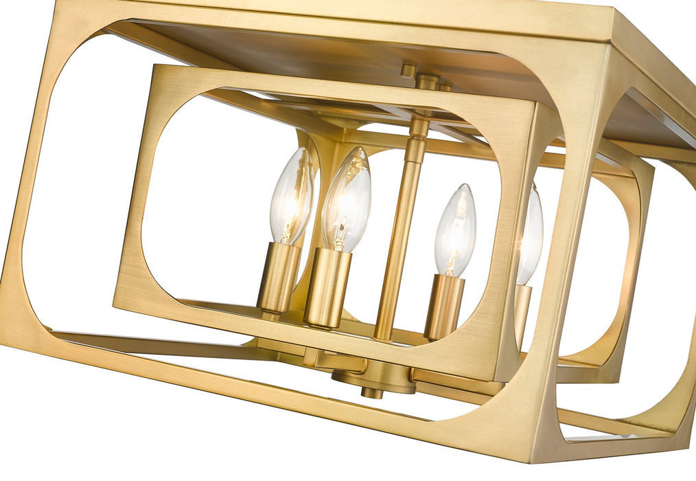 Z-Lite 3038F-RB Four Light Flush Mount, Rubbed Brass