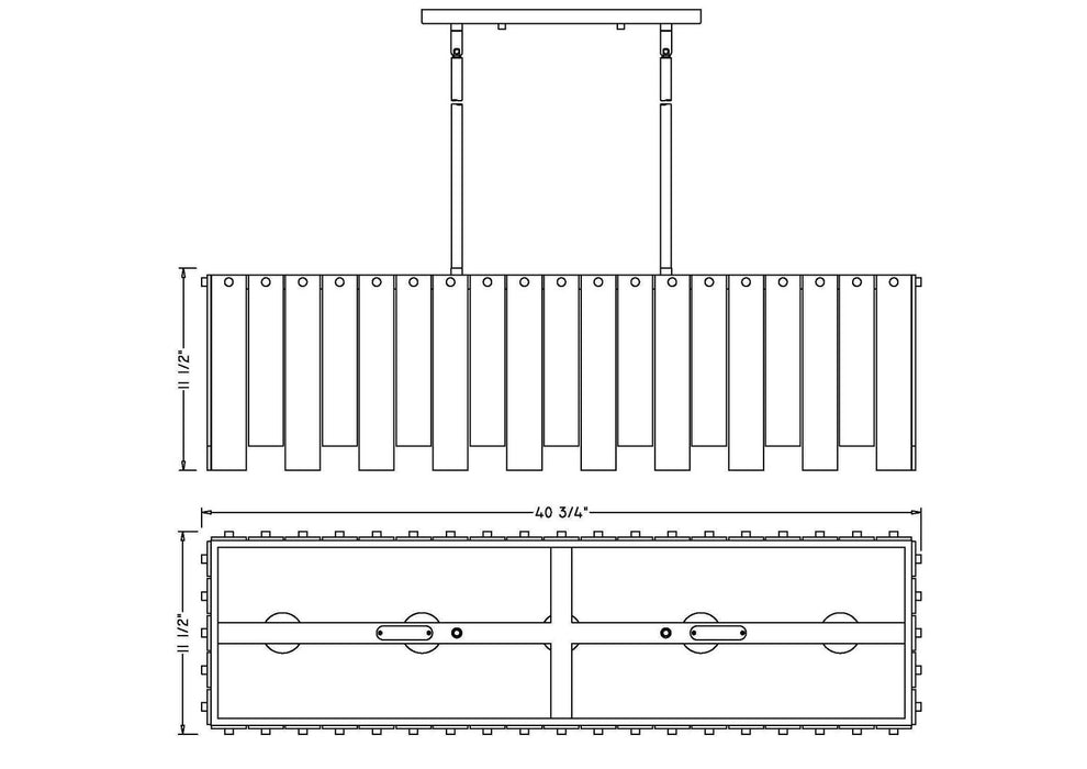 Z-Lite 345-40L-PN Five Light Linear Chandelier, Polished Nickel
