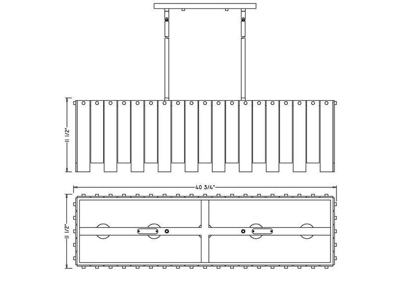 Z-Lite 345-40L-RB Five Light Linear Chandelier, Rubbed Brass