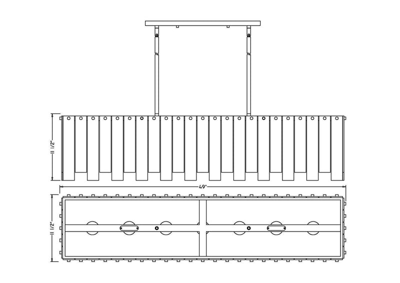 Z-Lite 345-49L-PN Seven Light Linear Chandelier, Polished Nickel