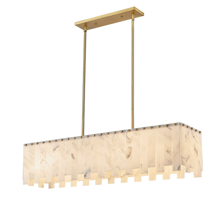 Z-Lite 345-49L-RB Seven Light Linear Chandelier, Rubbed Brass