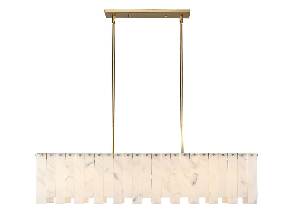 Z-Lite 345-49L-RB Seven Light Linear Chandelier, Rubbed Brass