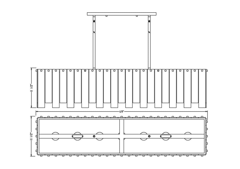 Z-Lite 345-49L-RB Seven Light Linear Chandelier, Rubbed Brass