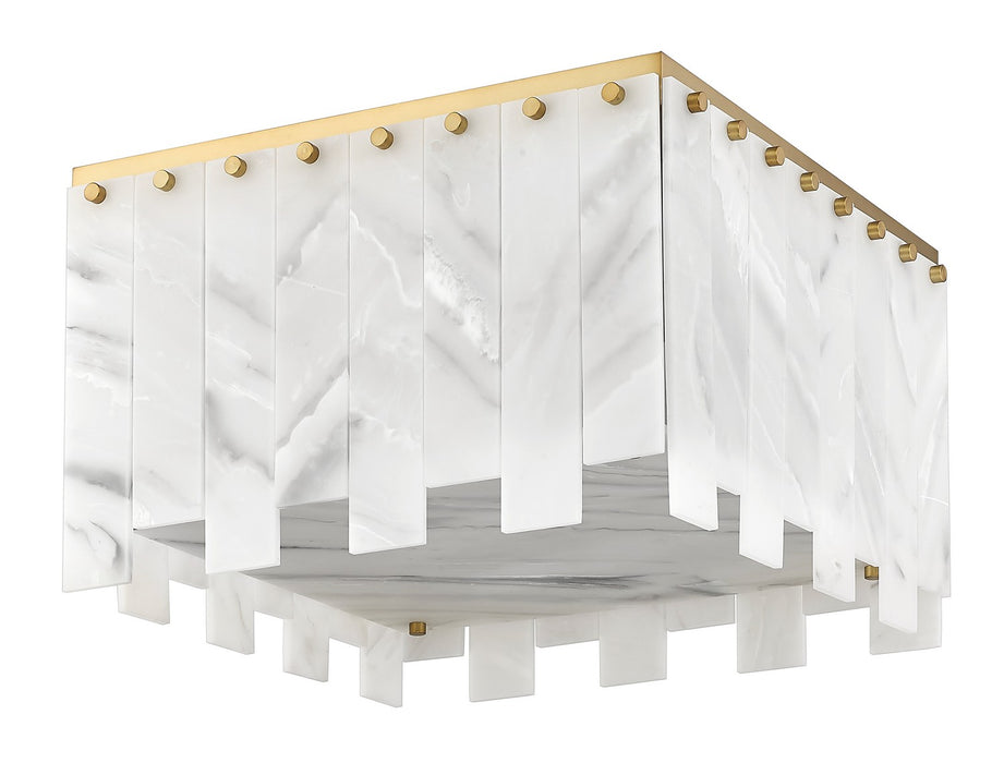 Z-Lite 345F17-RB Six Light Flush Mount, Rubbed Brass