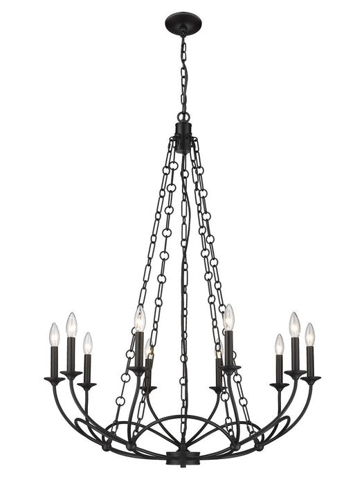Z-Lite 3500-10MB Ten Light Chandelier, Matte Black
