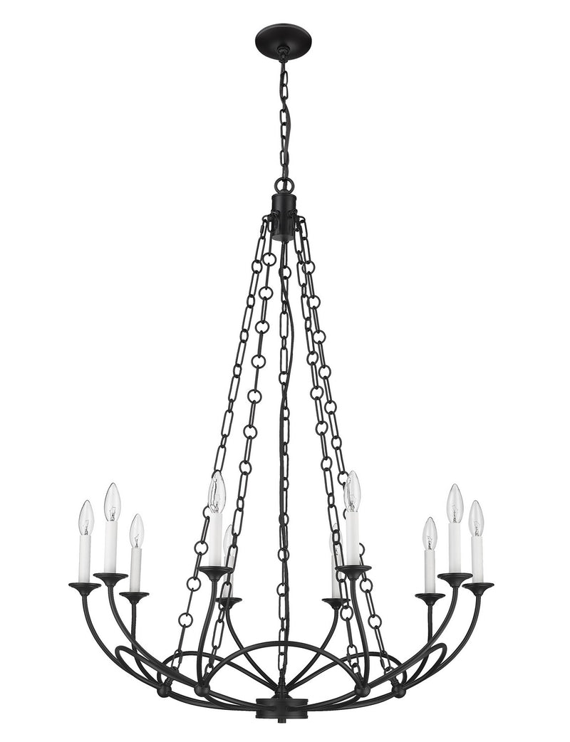 Z-Lite 3500-10MB Ten Light Chandelier, Matte Black