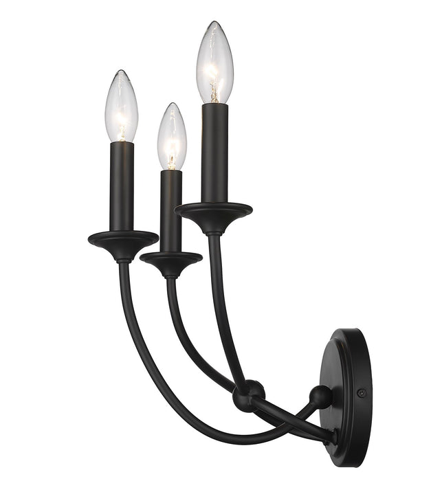 Z-Lite 3500-3S-MB Three Light Wall Sconce, Matte Black
