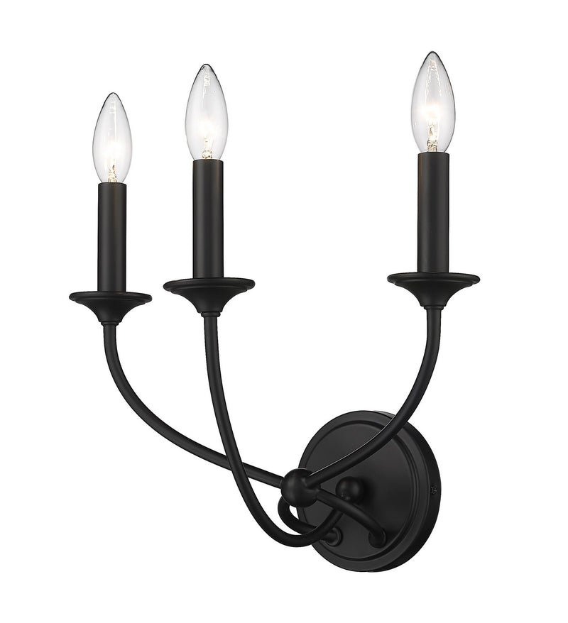 Z-Lite 3500-3S-MB Three Light Wall Sconce, Matte Black