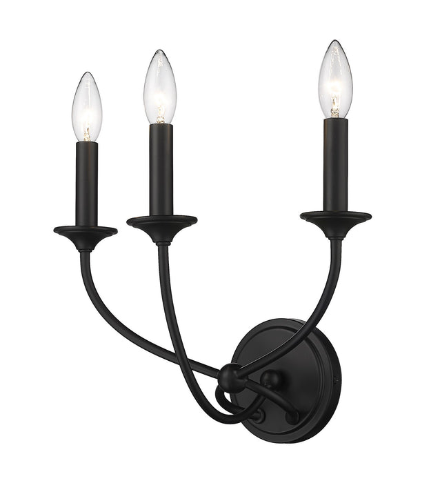 Z-Lite 3500-3S-MB Three Light Wall Sconce, Matte Black