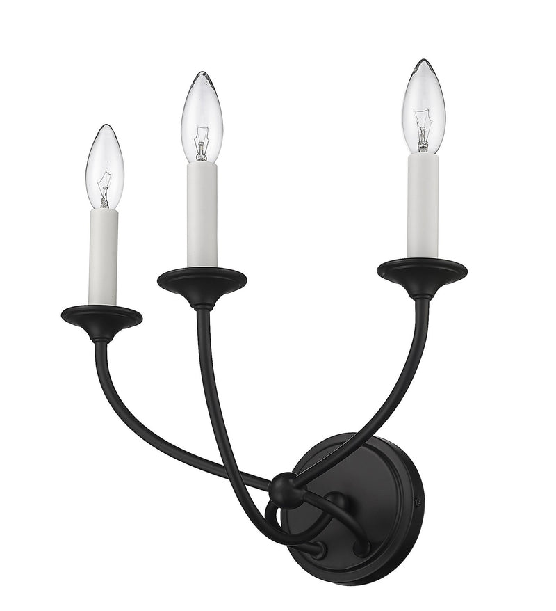Z-Lite 3500-3S-MB Three Light Wall Sconce, Matte Black