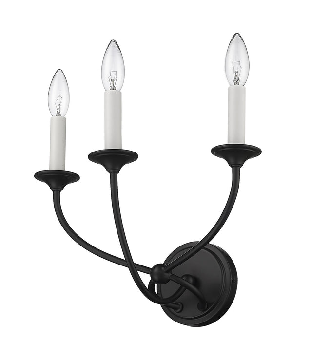 Z-Lite 3500-3S-MB Three Light Wall Sconce, Matte Black