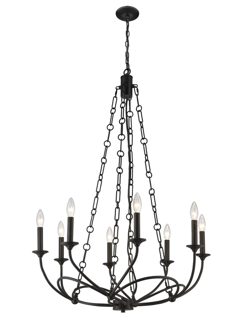 Z-Lite 3500-8MB Eight Light Chandelier, Matte Black