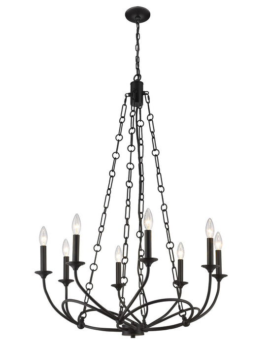 Z-Lite 3500-8MB Eight Light Chandelier, Matte Black