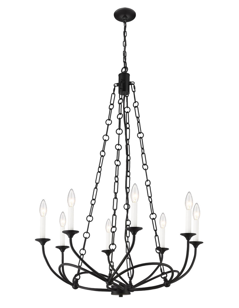 Z-Lite 3500-8MB Eight Light Chandelier, Matte Black