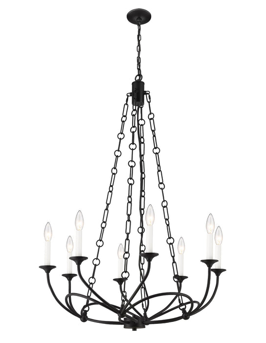 Z-Lite 3500-8MB Eight Light Chandelier, Matte Black