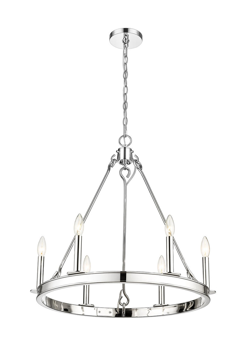 Z-Lite 482R-6PN Six Light Chandelier, Polished Nickel