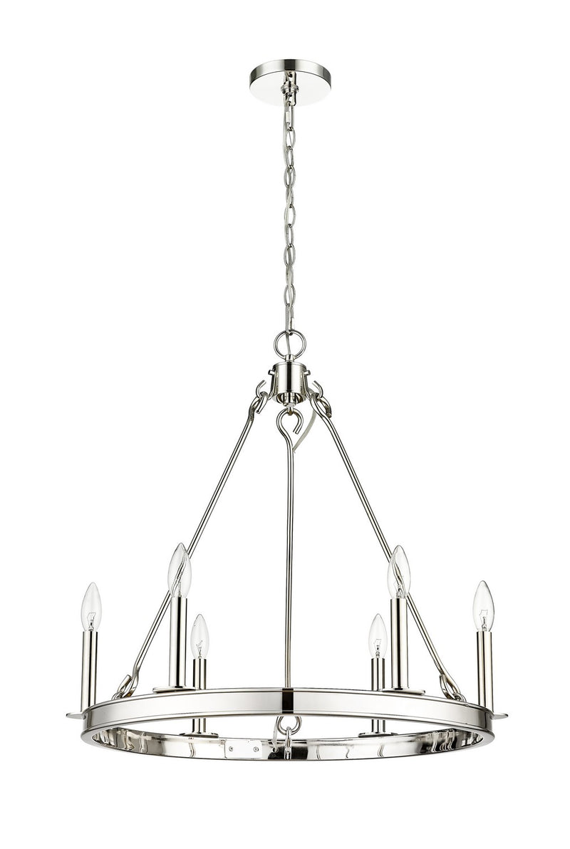 Z-Lite 482R-6PN Six Light Chandelier, Polished Nickel