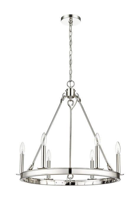 Z-Lite 482R-6PN Six Light Chandelier, Polished Nickel