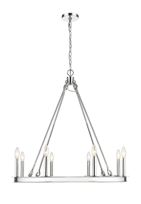 Z-Lite 482R-8PN Eight Light Chandelier, Polished Nickel