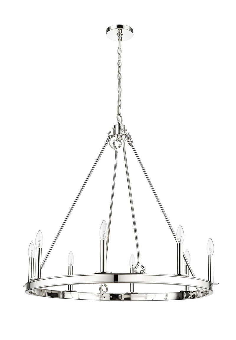 Z-Lite 482R-8PN Eight Light Chandelier, Polished Nickel