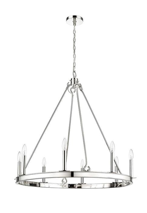 Z-Lite 482R-8PN Eight Light Chandelier, Polished Nickel