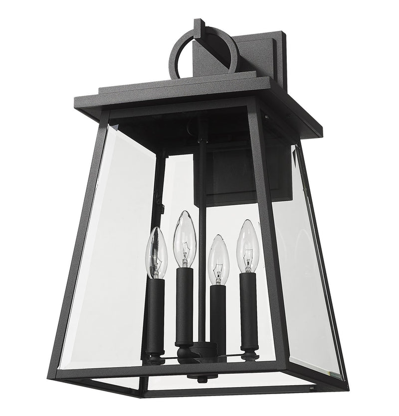 Z-Lite 521B-BK Four Light Outdoor Wall Light, Black