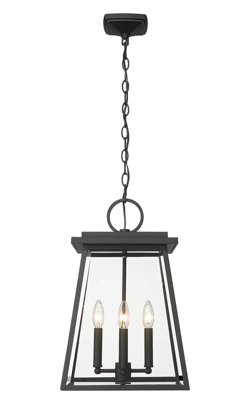 Z-Lite 521CHB-BK Four Light Outdoor Chain Mount Ceiling Fixture, Black