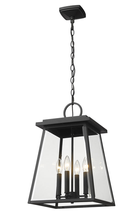 Z-Lite 521CHB-BK Four Light Outdoor Chain Mount Ceiling Fixture, Black