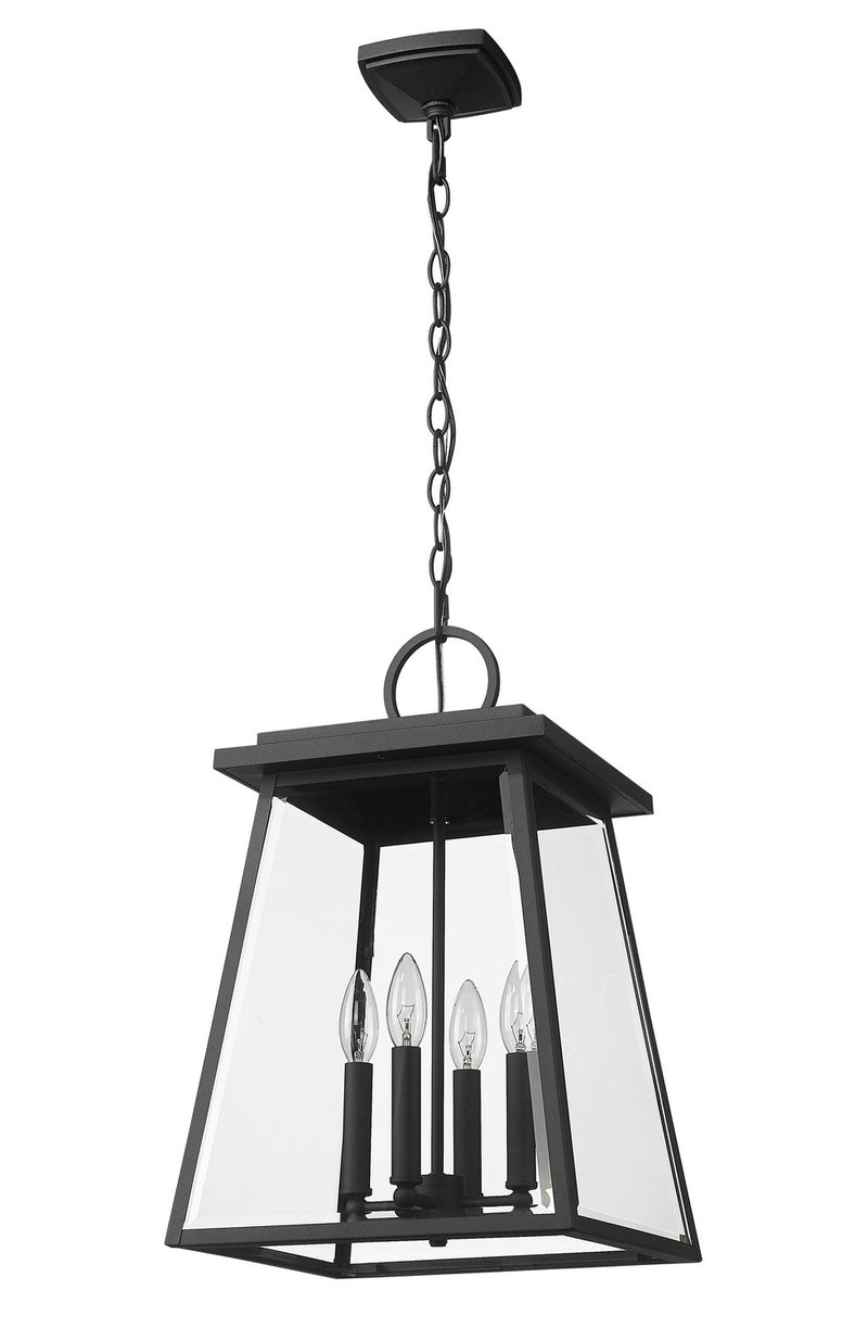 Z-Lite 521CHB-BK Four Light Outdoor Chain Mount Ceiling Fixture, Black