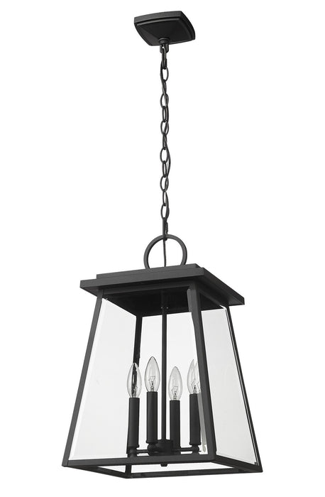 Z-Lite 521CHB-BK Four Light Outdoor Chain Mount Ceiling Fixture, Black