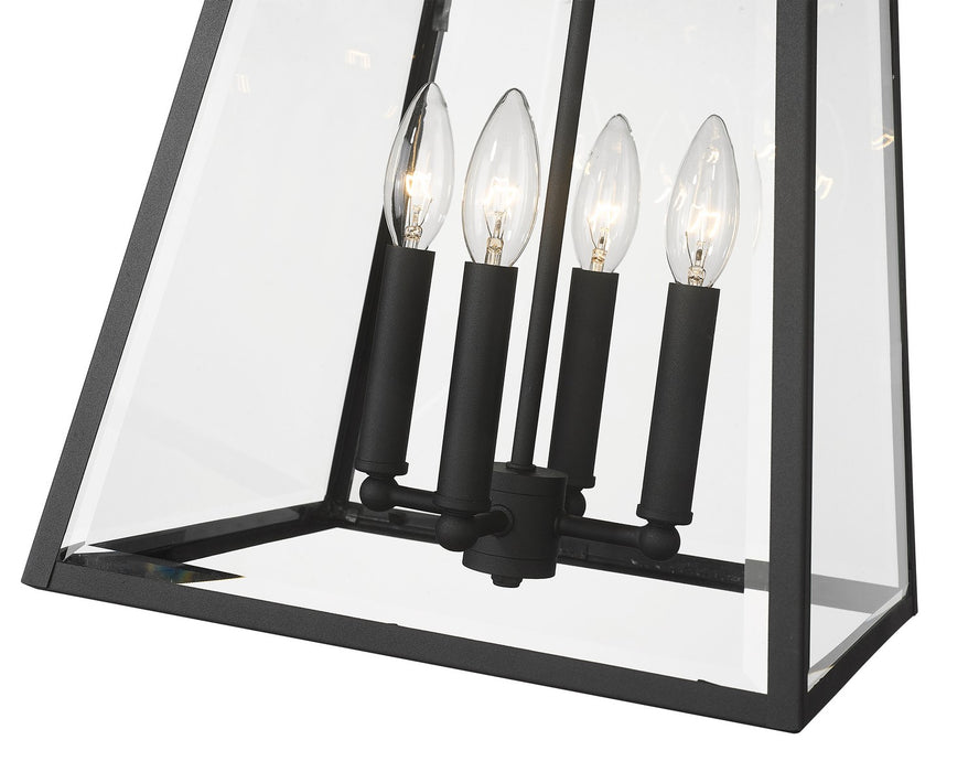 Z-Lite 521CHB-BK Four Light Outdoor Chain Mount Ceiling Fixture, Black