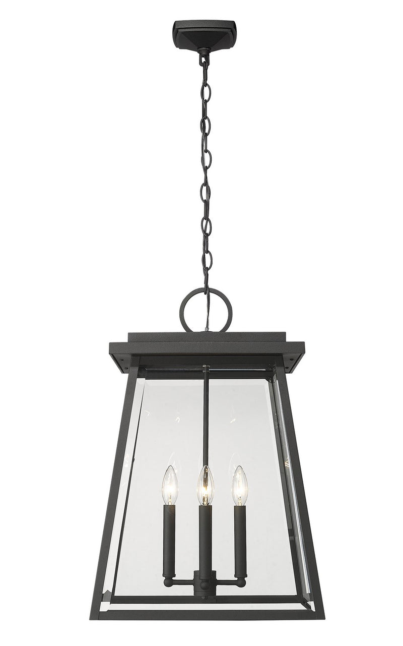 Z-Lite 521CHXL-BK Four Light Outdoor Chain Mount Ceiling Fixture, Black