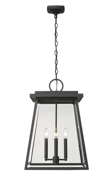 Z-Lite 521CHXL-BK Four Light Outdoor Chain Mount Ceiling Fixture, Black