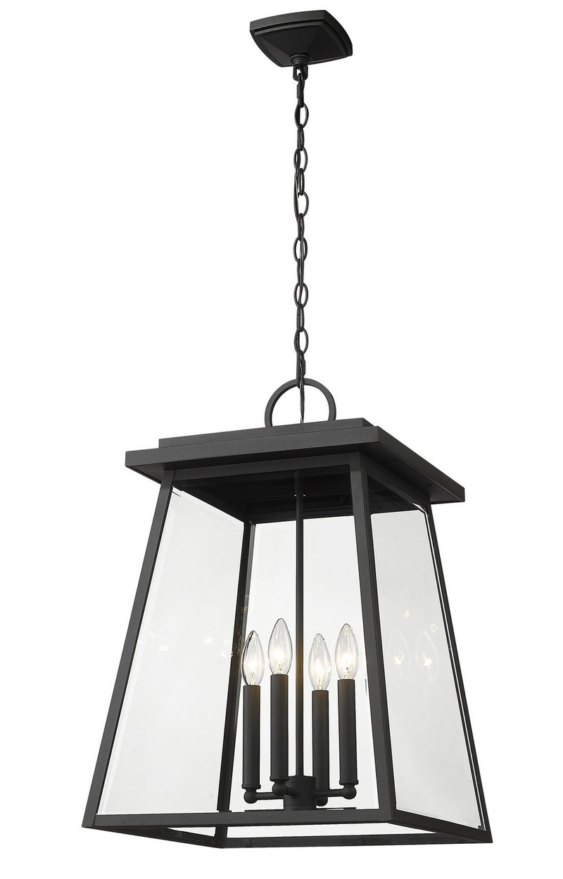 Z-Lite 521CHXL-BK Four Light Outdoor Chain Mount Ceiling Fixture, Black
