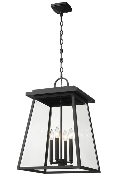 Z-Lite 521CHXL-BK Four Light Outdoor Chain Mount Ceiling Fixture, Black
