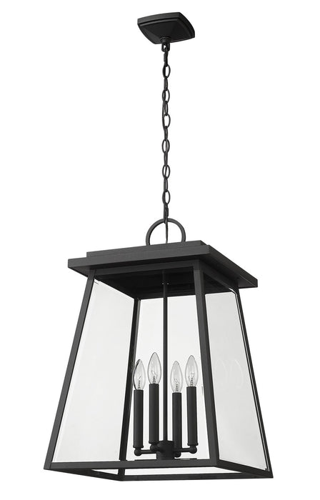 Z-Lite 521CHXL-BK Four Light Outdoor Chain Mount Ceiling Fixture, Black