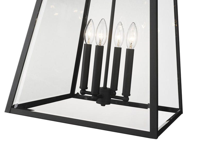 Z-Lite 521CHXL-BK Four Light Outdoor Chain Mount Ceiling Fixture, Black