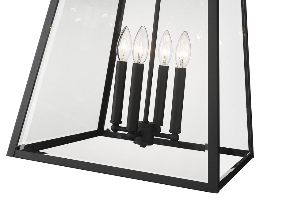 Z-Lite 521CHXL-BK Four Light Outdoor Chain Mount Ceiling Fixture, Black