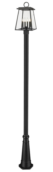 Z-Lite 521PHBR-519P-BK Four Light Outdoor Post Mounted Fixture, Black