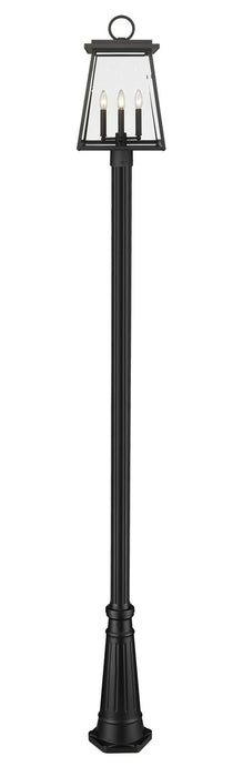 Z-Lite 521PHBR-519P-BK Four Light Outdoor Post Mounted Fixture, Black